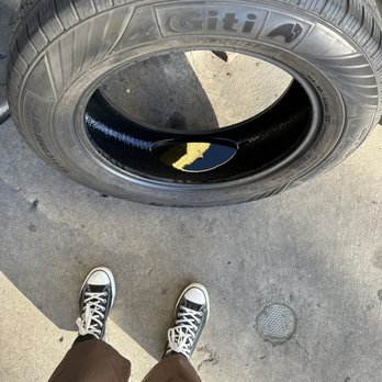 Latino Tires - One tire has water in it and the wrong size. The other tire is cracked. - Tires Near Me - Van Nuys, California Latino Tires - One tire has water in it and the wrong size. The other tire is cracked. - Tires Near Me - Van Nuys, California