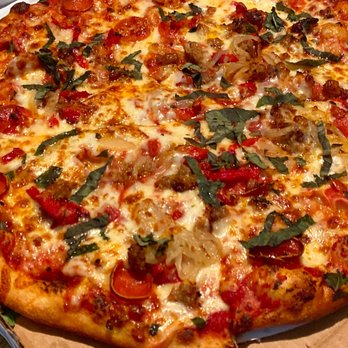 Brenz Pizza Co. - Rustic +. Red sauce, cheese, pepperoni, sausage, caramelized onions, roasted red peppers, garlic pepper. Topped with basil. 14" pie. $14.99. - Pizza Near Me - Chapel Hill, North Carolina Brenz Pizza Co. - Rustic +. Red sauce, cheese, pepperoni, sausage, caramelized onions, roasted red peppers, garlic pepper. Topped with basil. 14" pie. $14.99. - Pizza Near Me - Chapel Hill, North Carolina