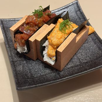 Kane sushi - Spicy tuna and spicy scallop hand rolls - Japanese Near Me - Cedar Park, Texas Kane sushi - Spicy tuna and spicy scallop hand rolls - Japanese Near Me - Cedar Park, Texas