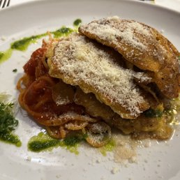 Piccata Milanese con spaghetti al pomodoro, or as I know it: Veal Parmesan.