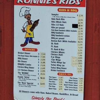 Ronnies Ribs - the menu for the restaurant - Barbeque Near Me - Elgin, South Carolina Ronnies Ribs - the menu for the restaurant - Barbeque Near Me - Elgin, South Carolina