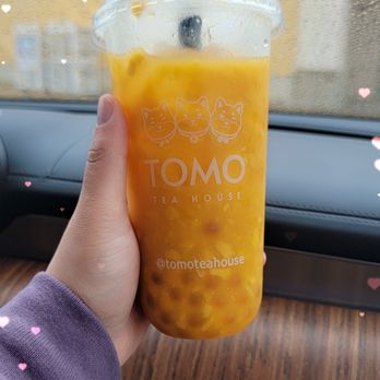 TOMO Tea House - Mango milk tea with passion fruit popping boba - Coffee & Tea Near Me - Alameda, California TOMO Tea House - Mango milk tea with passion fruit popping boba - Coffee & Tea Near Me - Alameda, California