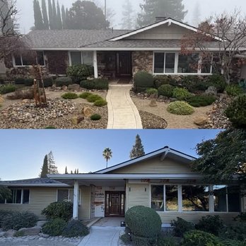 Golden State Builders Group - Original rock siding.  James Hardy primered siding after rock removal. - Siding Near Me - Walnut Creek, California