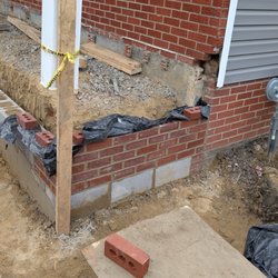 R. Chapman Masonry & Construction Company - Brick work where the porch meets up with the house. The existing brick really needs to be cleaned, but the brick is a match.