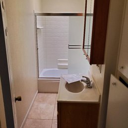 Hallway bathroom before we started