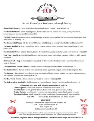 Menu photo 2 Gladys' Kitchen at The Hub Weston, VT
