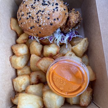 peasants FEAST - The most amazing chicken sandwich and essentially French fry quarters. - American Near Me - Solvang, California