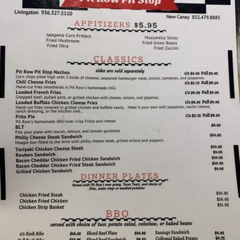 Pit Row Pit Stop - Menu (newest on yelp 4/22) - Diners Near Me - Livingston, Texas