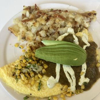 Over Easy - Dobson Ranch - Green Chili Enchilada with potatoes O'Brien - Breakfast & Brunch Near Me - Mesa, Arizona
