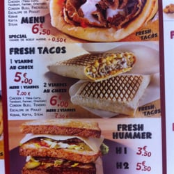 Fresh Tacos - Une partie de la carte ;-)