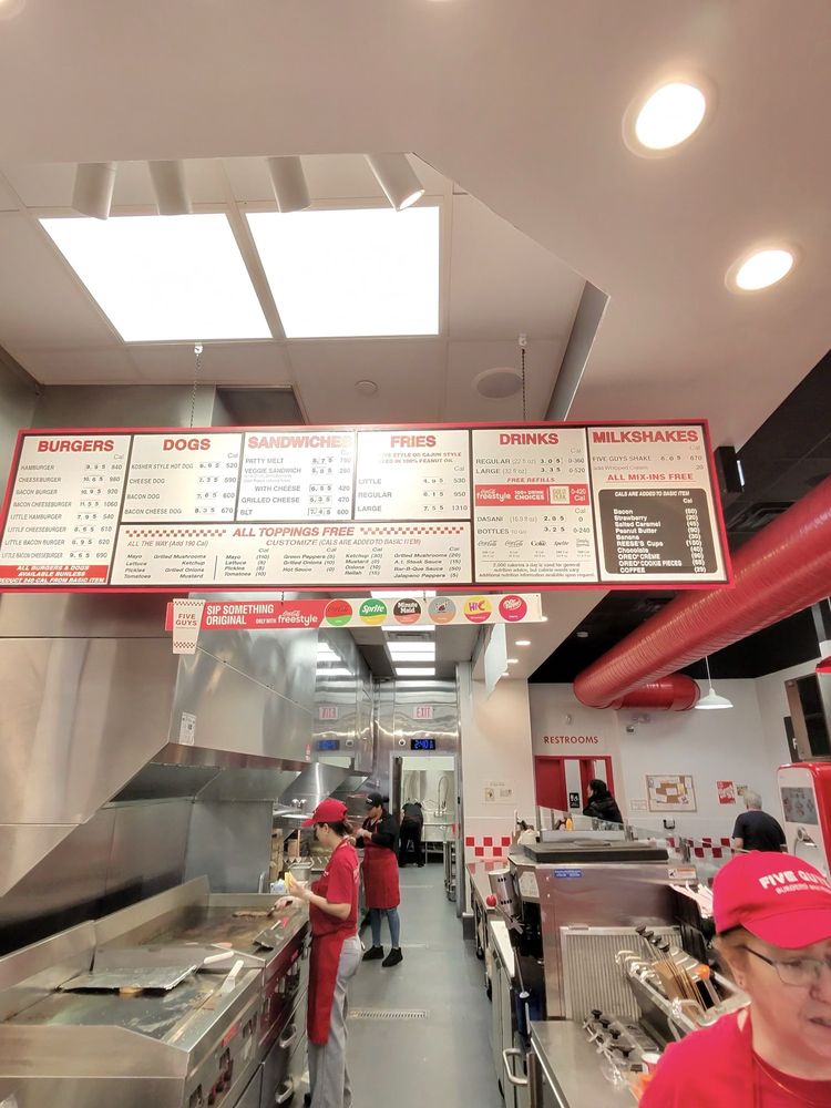 Five Guys - Menu - interior - Fast Food Near Me - Mohegan Lake, New York Five Guys - Menu - interior - Fast Food Near Me - Mohegan Lake, New York