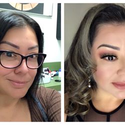 Onyx Beauty Salon - My before and after. Hair colored, cut, and makeup done by stylist Myrta.