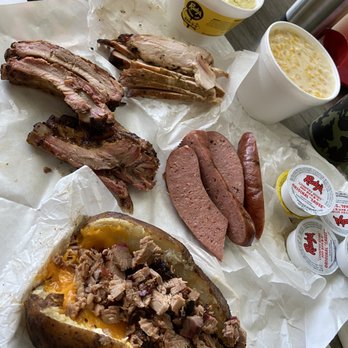 Rudy's "Country Store" and Bar-B-Q - Brisket potato, baby backs, sausage, turkey, potato salad, and creamed corn! - Barbeque Near Me - Katy, Texas Rudy's "Country Store" and Bar-B-Q - Brisket potato, baby backs, sausage, turkey, potato salad, and creamed corn! - Barbeque Near Me - Katy, Texas