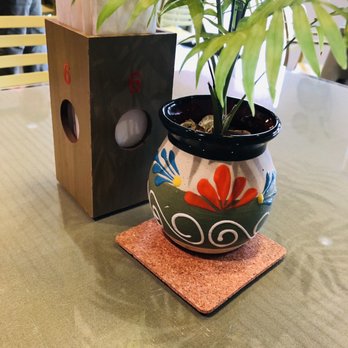 Water Drop Teahouse - a potted plant on a coaster - Vegetarian Near Me - Stafford, Texas Water Drop Teahouse - a potted plant on a coaster - Vegetarian Near Me - Stafford, Texas
