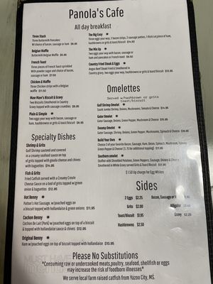 Menu photo 1 Panola's Cafe Kiln, MS Menu photo 1 Panola's Cafe Kiln, MS