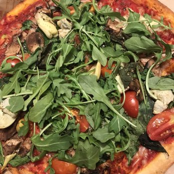 Blaze Pizza - Vegan cheese, regular red sauce, artichokes, mushrooms, tomatoes, basil, spinach, arugula - Pizza Near Me - Mason, Ohio Blaze Pizza - Vegan cheese, regular red sauce, artichokes, mushrooms, tomatoes, basil, spinach, arugula - Pizza Near Me - Mason, Ohio