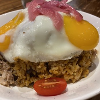 Scratch Kitchen - Adobo with gandule rice and eggs - Breakfast & Brunch Near Me - Honolulu, Hawaii