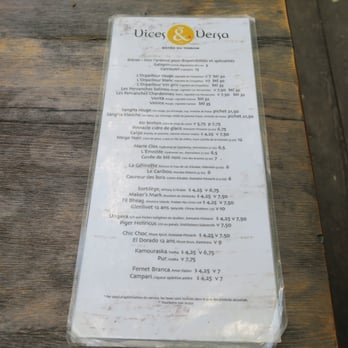 Vices et Versa - Drink Menu - Poutineries Near Me - Montreal, Quebec