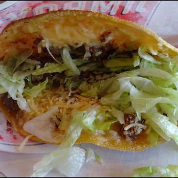 Jimboy's Tacos - "Ground Beef Taco" shows the ground beef, melted cheese, shredded lettuce, and the corn tortilla, dusted with parmesan cheese. - Mexican Near Me - Roseville, California