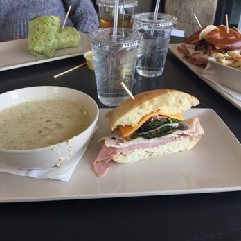 The Mixx - Broc ched soup. Country Club on ciabatta bun. Vegan mediterranean wrap Country Club on pretzel roll w pasta salad - American Near Me - Overland Park, Kansas The Mixx - Broc ched soup. Country Club on ciabatta bun. Vegan mediterranean wrap Country Club on pretzel roll w pasta salad - American Near Me - Overland Park, Kansas