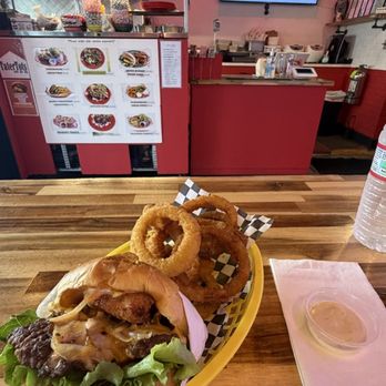 Jasmin's - McBangBang with onion rings - Burgers Near Me - San Francisco, California