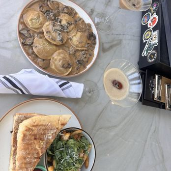 Farmer's Table - Espresso martini with and without baileys. Chicken pesto sandwich. Mushroom ravioli. - New American Near Me - La Mesa, California