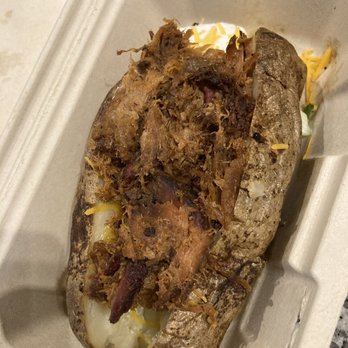 True Texas BBQ - Baked potato w/ pulled pork - Barbeque Near Me - Austin, Texas True Texas BBQ - Baked potato w/ pulled pork - Barbeque Near Me - Austin, Texas