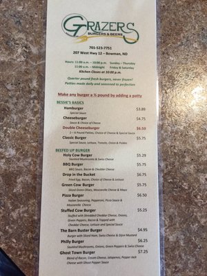 Menu photo 5 Grazer's Burgers & Beer Bowman, ND Menu photo 5 Grazer's Burgers & Beer Bowman, ND