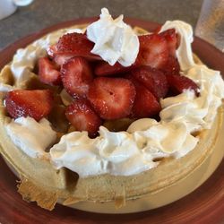 Carmen's Cafe - Belgium Waffle with strawberries & whipped cream