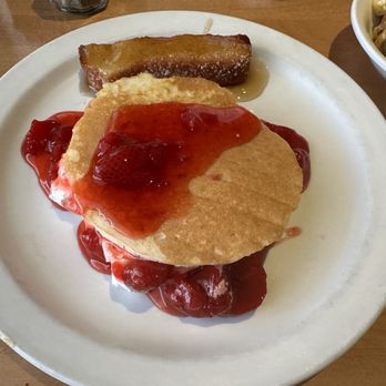 Shoney's - Pancakes with strawberry topping - Diners Near Me - Henderson, Kentucky Shoney's - Pancakes with strawberry topping - Diners Near Me - Henderson, Kentucky