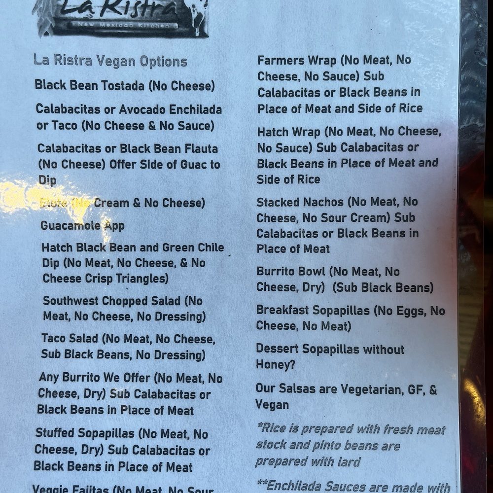 Vegan options Vegan options