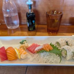 Sushi and Sashimi Set with California roll.