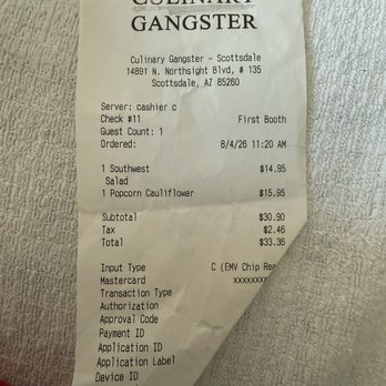 Culinary Gangster AZ - Reciept - Breakfast & Brunch Near Me - Scottsdale, Arizona Culinary Gangster AZ - Reciept - Breakfast & Brunch Near Me - Scottsdale, Arizona