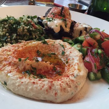 Cafe Mogador - Hummus, Roasted Eggplant & tahini, Tabouli & Arabic salad - Moroccan Near Me - Brooklyn, New York Cafe Mogador - Hummus, Roasted Eggplant & tahini, Tabouli & Arabic salad - Moroccan Near Me - Brooklyn, New York