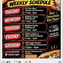 Reno’s Cheesesteaks - Schedule