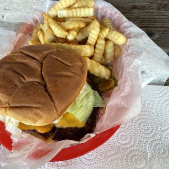 Beachcomber BBQ & Grill - Cheeseburger and fries - Barbeque Near Me - St. Simons Island, Georgia
