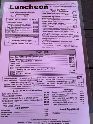 Menu photo 1 The Cove Restaurant & Seaside Deck Cape May, NJ Menu photo 1 The Cove Restaurant & Seaside Deck Cape May, NJ