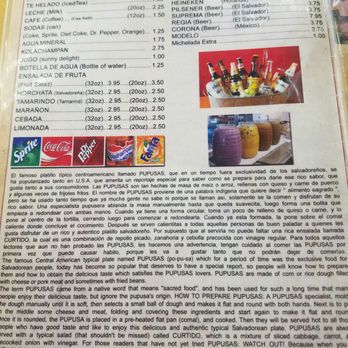 Pupusas and More - a menu for a dog - Salvadoran Near Me - Houston, Texas