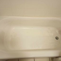 The bathroom was tiny. The tub was gross and discolored due to the paint peeling off. The bathroom was tiny. The tub was gross and discolored due to the paint peeling off.