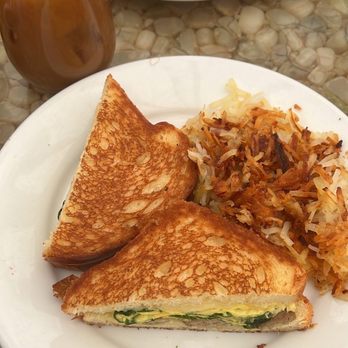 Shorehouse Kitchen - Brioche grilled cheese sandwich, hash browns, iced Kyoto coffee - Breakfast & Brunch Near Me - Carlsbad, California