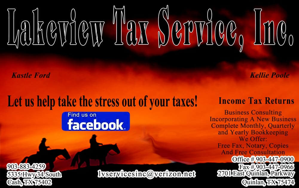 LAKEVIEW TAX SERVICES Updated July 2024 2701 E Quinlan Pkwy