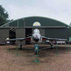Norfolk & Suffolk Aviation Museum - Hawker Hunter in front of their main hangar