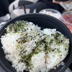 Poke Express - Two scoops of rice with furikake seasoning (huge portions!!)