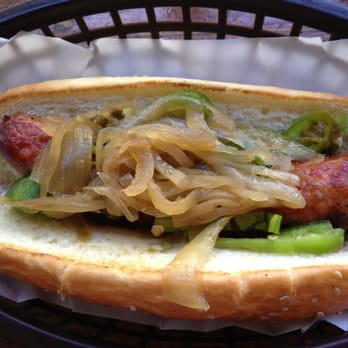 The Wurst - Spicy Harlem chorizo with grilled onions and spicy peppers - Caterers Near Me