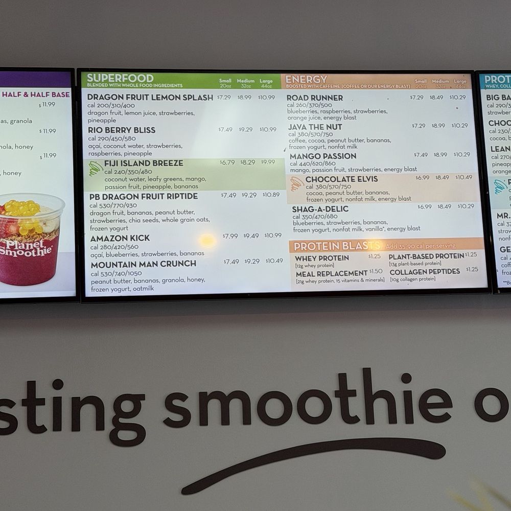 Planet Smoothie - MENU as of MARCH 2026 - Juice Bars & Smoothies Near Me - Peachtree City, Georgia