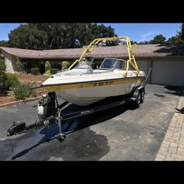 Yellow boat wash & wax