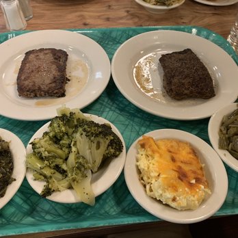 S & S Cafeteria - 2 Grilled Chopped Sirloin Steaks, collards, broccoli, mac 'n' cheese and green beans. Yum! - American Near Me - Greenville, South Carolina S & S Cafeteria - 2 Grilled Chopped Sirloin Steaks, collards, broccoli, mac 'n' cheese and green beans. Yum! - American Near Me - Greenville, South Carolina