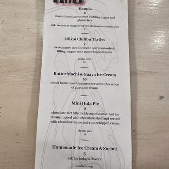Kau Kau - dessert menu - Asian Fusion Near Me - Sacramento, California