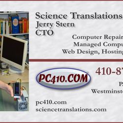 Science Translations - Jerry Stern of Science Translations business card