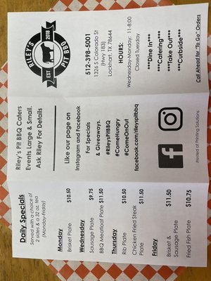 Menu photo 1 Riley's Pit BBQ Lockhart , TX